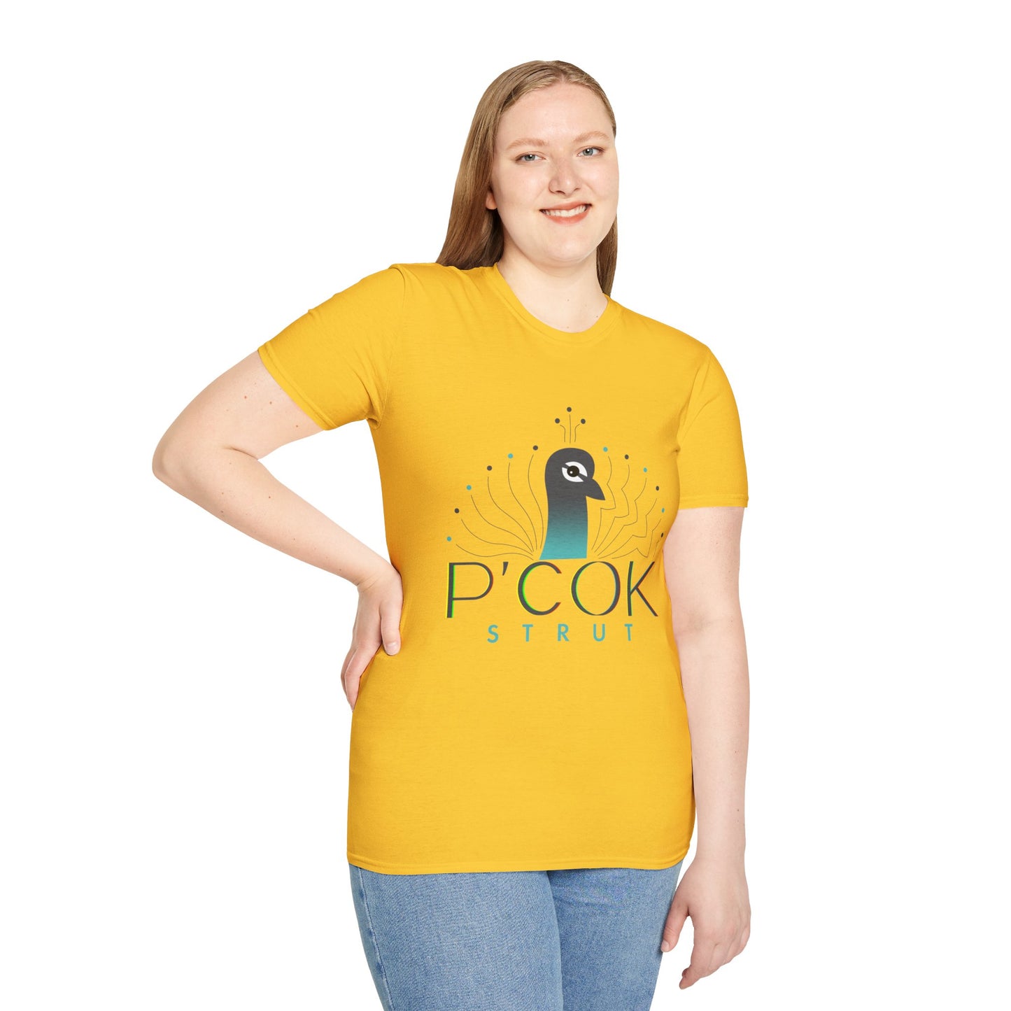 Stylish P’COK STRUT Graphic Tee for Casual Wear, Gift for Nature Lovers, Birthday Gift, Eco-Friendly Apparel, Trendy Summer Shirt