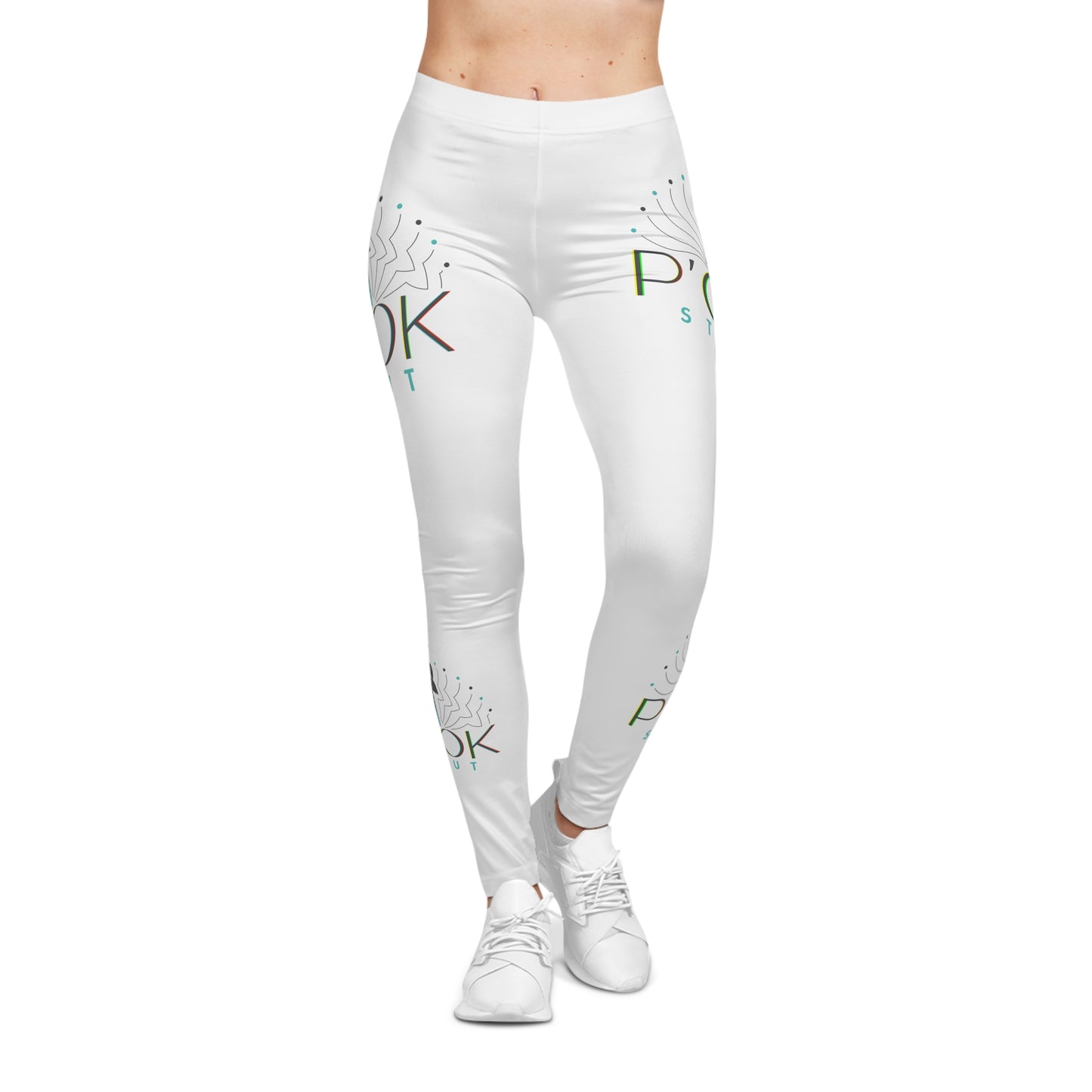Colorful P’COK STRUT logo Print Women's Leggings - Stylish Casual Activewear, Yoga Pants, athleisure, Gift for Her, Unique Leggings