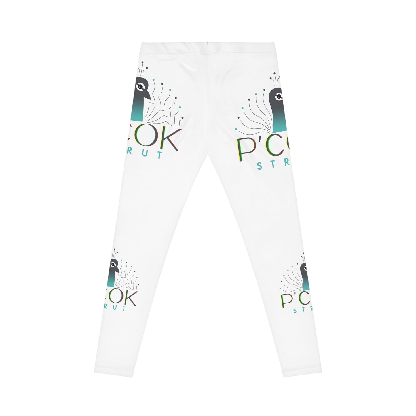 Colorful P’COK STRUT logo Print Women's Leggings - Stylish Casual Activewear, Yoga Pants, athleisure, Gift for Her, Unique Leggings