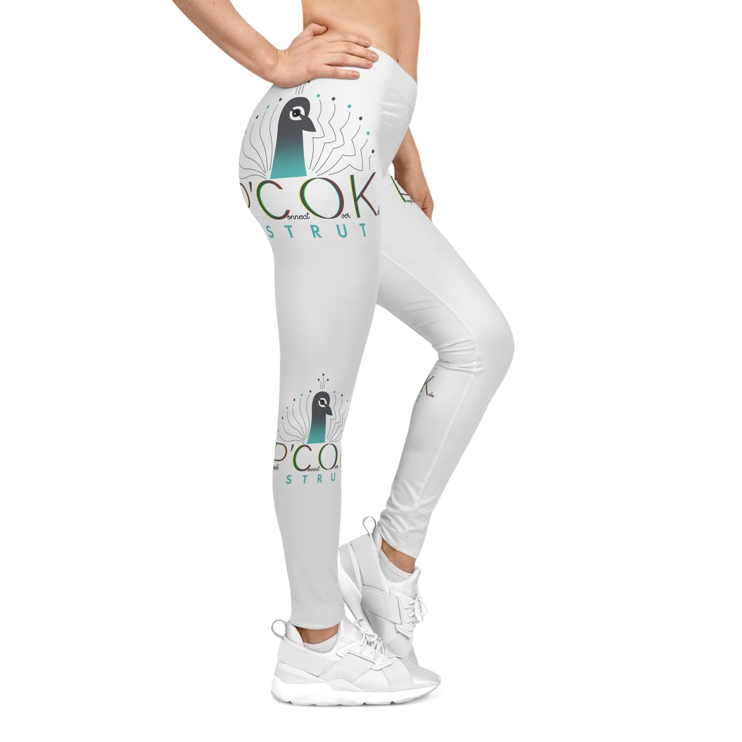 Colorful P'COK STRUT Print Women's Leggings - Stylish Casual Activewear, Yoga Pants, athleisure, Gift for Her, Unique Leggings