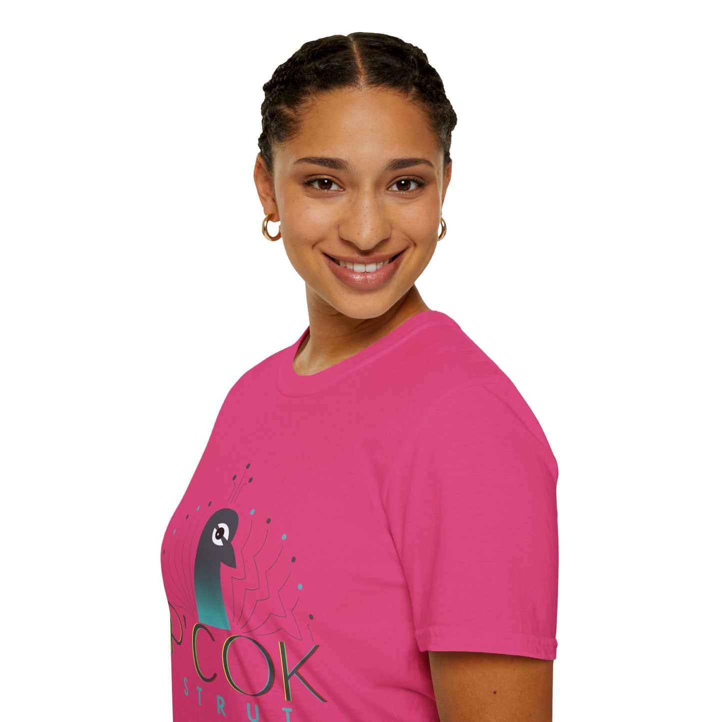Stylish P’COK STRUT Graphic Tee for Casual Wear, Gift for Nature Lovers, Birthday Gift, Eco-Friendly Apparel, Trendy Summer Shirt