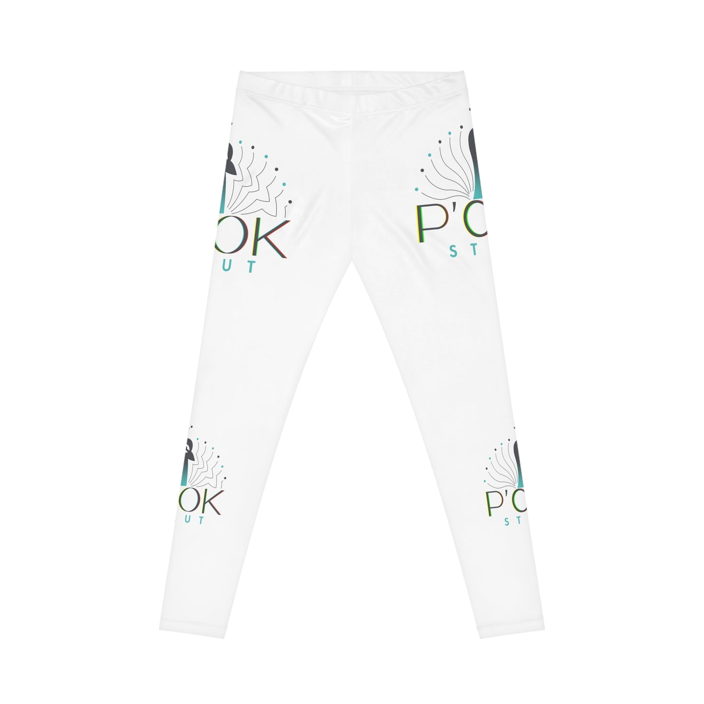 Colorful P’COK STRUT logo Print Women's Leggings - Stylish Casual Activewear, Yoga Pants, athleisure, Gift for Her, Unique Leggings