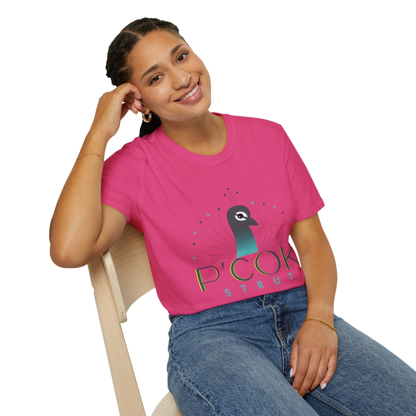 Stylish P’COK STRUT Graphic Tee for Casual Wear, Gift for Nature Lovers, Birthday Gift, Eco-Friendly Apparel, Trendy Summer Shirt