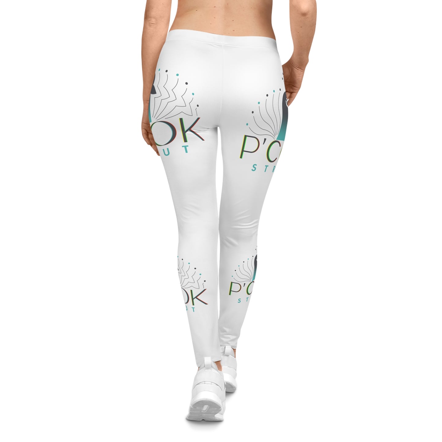 Colorful P’COK STRUT logo Print Women's Leggings - Stylish Casual Activewear, Yoga Pants, athleisure, Gift for Her, Unique Leggings