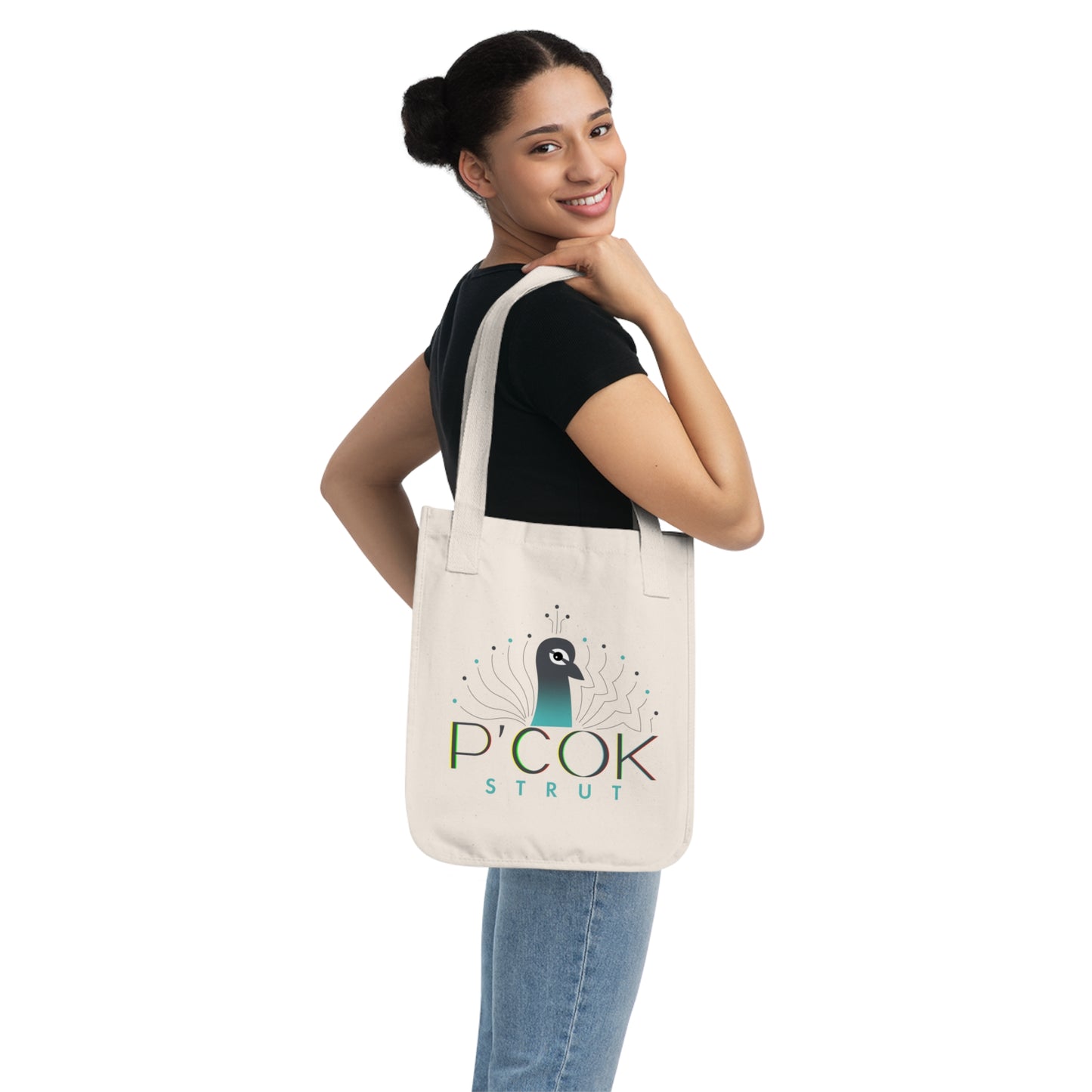 P’COK STRUT Organic Canvas Tote Bag, Eco-Friendly Shopping Bag, Reusable Tote, Gift for Bird Lovers, Artistic Tote Bag, Summer Accessory
