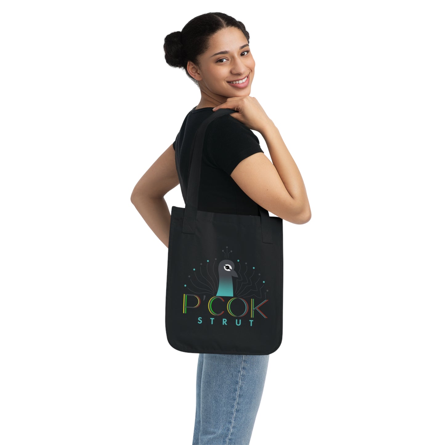 P’COK STRUT Organic Canvas Tote Bag, Eco-Friendly Shopping Bag, Reusable Tote, Gift for Bird Lovers, Artistic Tote Bag, Summer Accessory