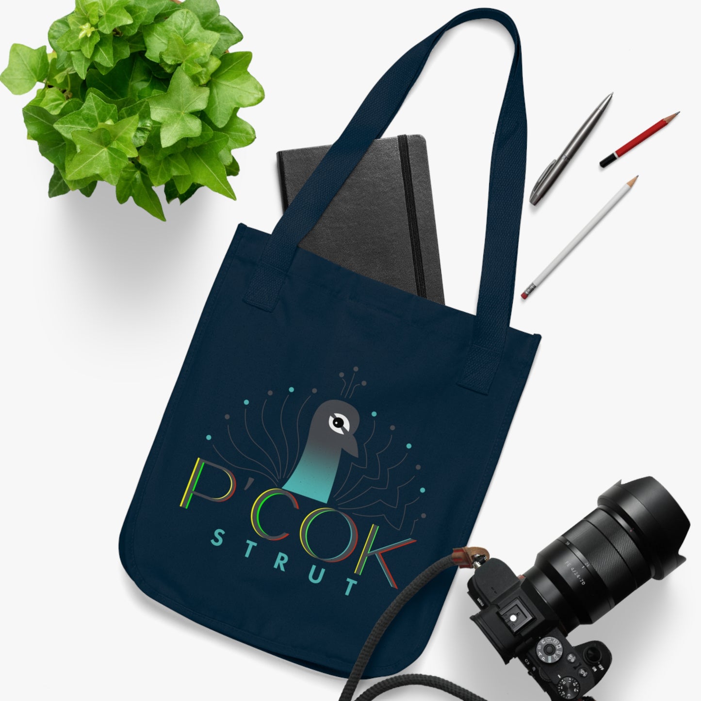 P’COK STRUT Organic Canvas Tote Bag, Eco-Friendly Shopping Bag, Reusable Tote, Gift for Bird Lovers, Artistic Tote Bag, Summer Accessory