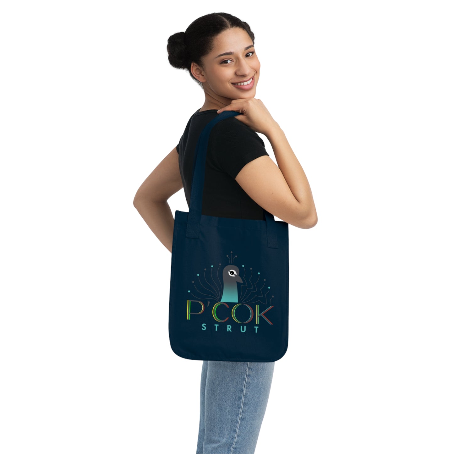 P’COK STRUT Organic Canvas Tote Bag, Eco-Friendly Shopping Bag, Reusable Tote, Gift for Bird Lovers, Artistic Tote Bag, Summer Accessory