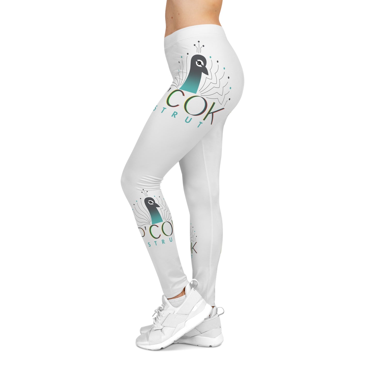 Colorful P’COK STRUT logo Print Women's Leggings - Stylish Casual Activewear, Yoga Pants, athleisure, Gift for Her, Unique Leggings