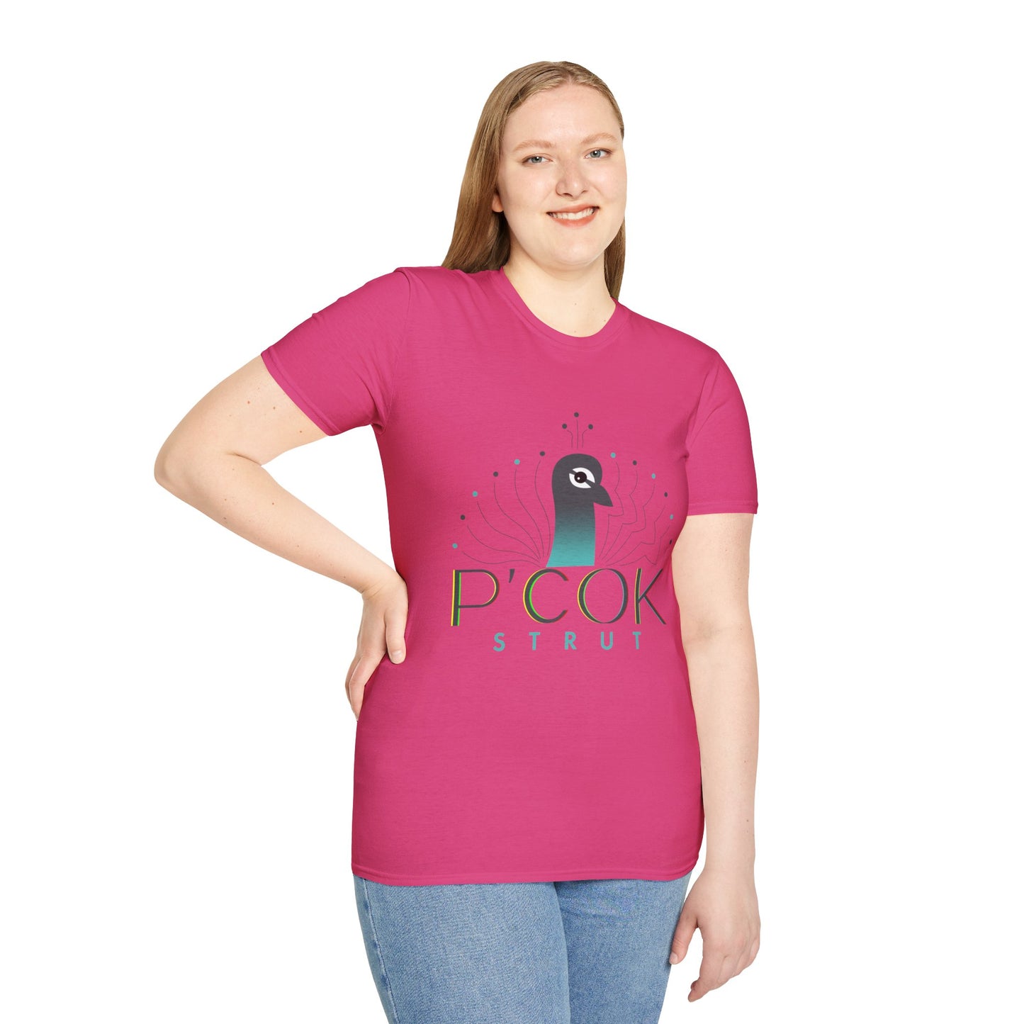 Stylish P’COK STRUT Graphic Tee for Casual Wear, Gift for Nature Lovers, Birthday Gift, Eco-Friendly Apparel, Trendy Summer Shirt