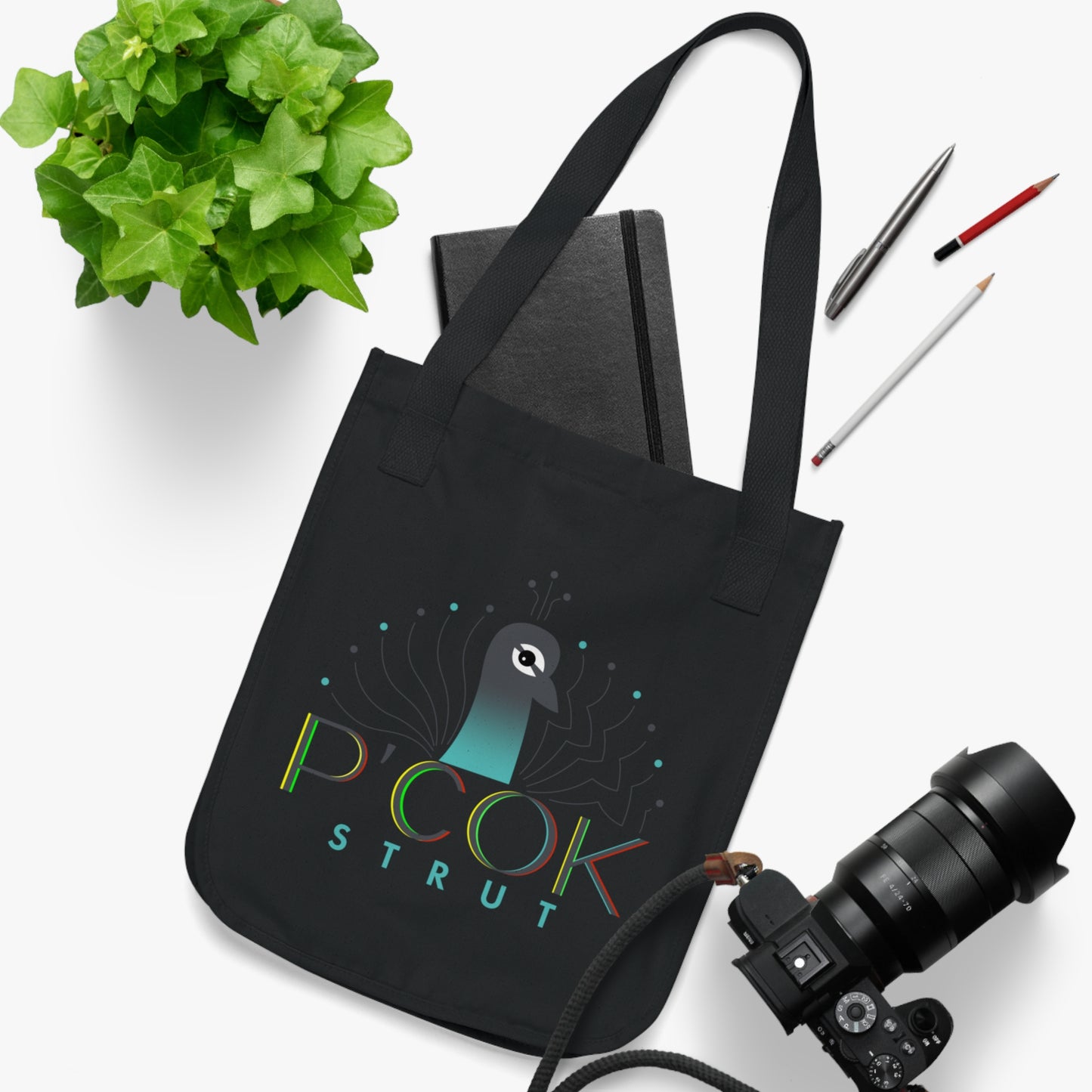 P’COK STRUT Organic Canvas Tote Bag, Eco-Friendly Shopping Bag, Reusable Tote, Gift for Bird Lovers, Artistic Tote Bag, Summer Accessory