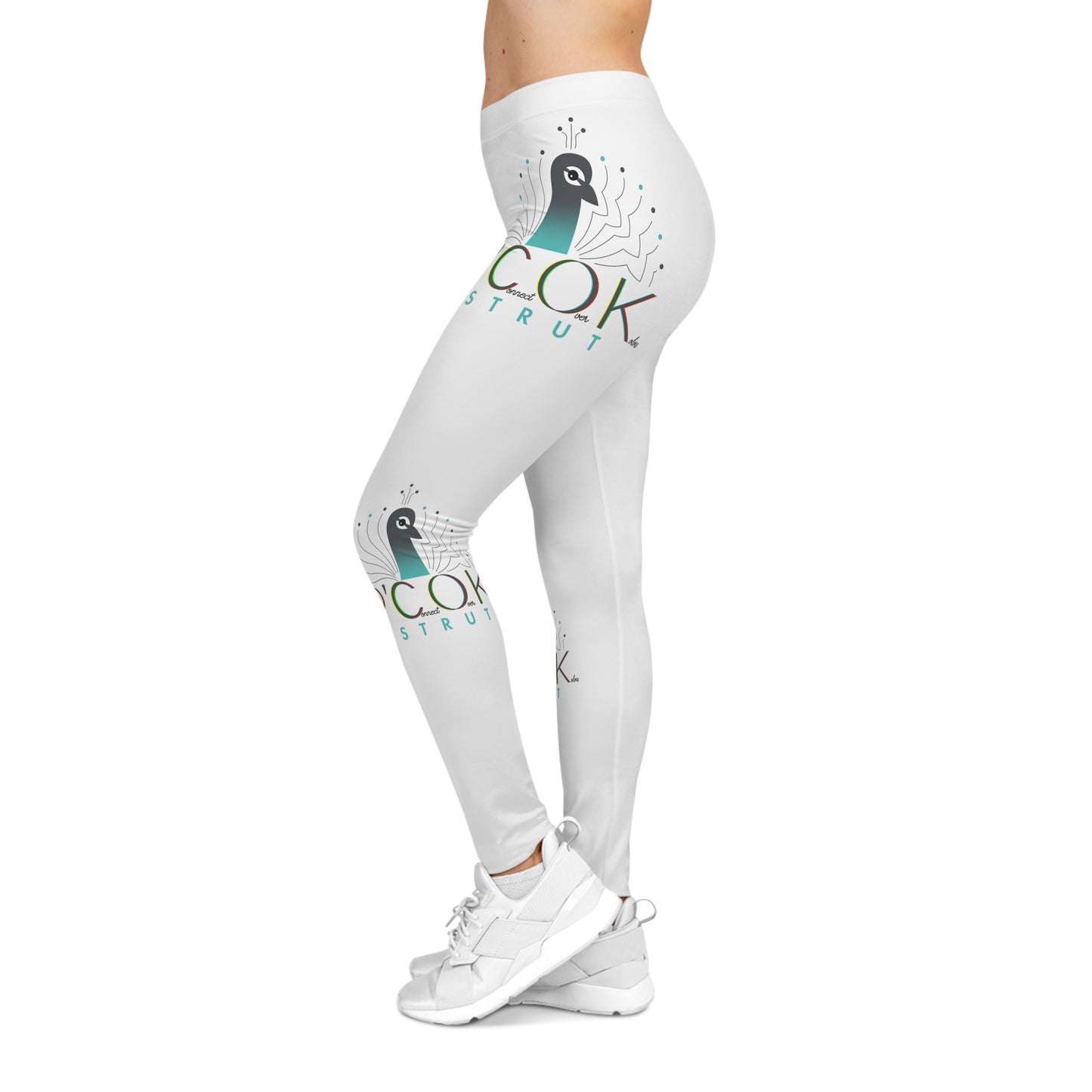 Colorful P'COK STRUT Print Women's Leggings - Stylish Casual Activewear, Yoga Pants, athleisure, Gift for Her, Unique Leggings