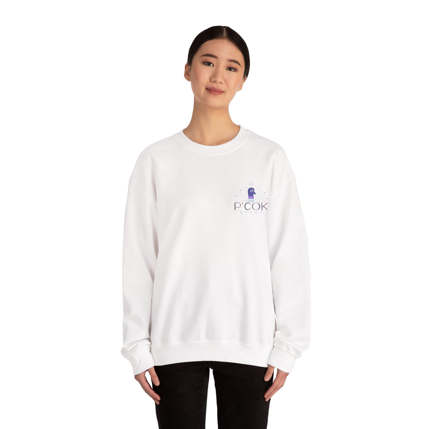 P’COK STRUT Cozy Unisex Crewneck Sweatshirt - Casual Comfort, Perfect for Relaxing Days, Gift for Friends, Ideal for Holidays and Lounging