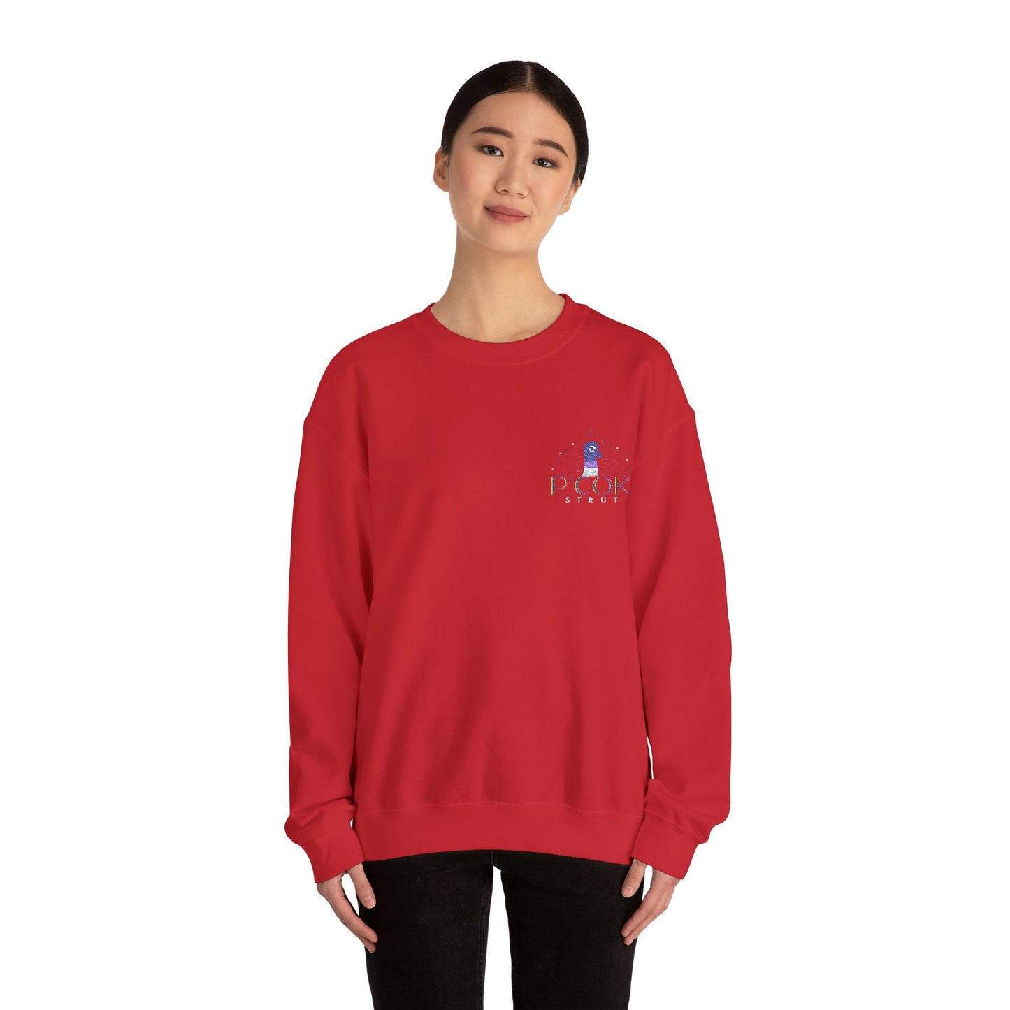 P’COK STRUT Cozy Unisex Crewneck Sweatshirt - Casual Comfort, Perfect for Relaxing Days, Gift for Friends, Ideal for Holidays and Lounging