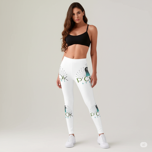Colorful P’COK STRUT logo Print Women's Leggings - Stylish Casual Activewear, Yoga Pants, athleisure, Gift for Her, Unique Leggings